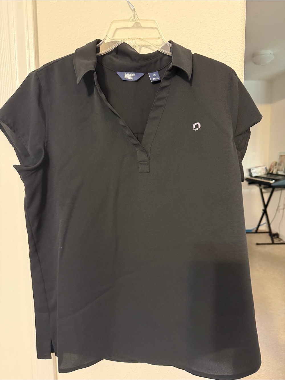 Chase Lands' End Women's Black Polo Blouse
